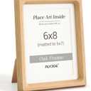 6x8 Picture frame, USA-Sourced Natural Oak Wood Photo Frame with Tempered Glass, Handcrafted Rounded Corner 6 x 8 Wooden Frame Matted to 5x7 Photos, Wall or Tabletop Display