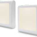 Art Plates Plug in Dimmable LED Night Light with Dusk to Dawn Auto Sensor, Adjustable Brightness, Warm Light, Auto On-Off Nightlight for Bathroom, Hallway, Nursery, Bedrooms - 2 Pack