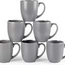 GBhome 12oz Coffee Mugs Set of 6, Large Ceramic Coffee Mugs for Man, Woman, Dad, Mom, Modern Coffee Mugs Set with handle for Tea/Latte/Cappuccino/Milk/Cocoa. Dishwasher&Microwave Safe,Matte Grey