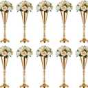10 Pcs Tabletop Decoration Centerpiece, 14.4in Metal Wedding Flowers Small Gold Vase, Christmas Anniversary Birthday Party Home Decoration Flower Arrangement