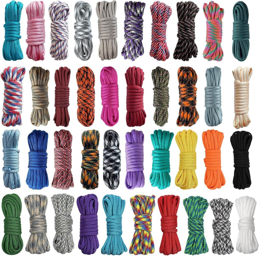 40 Colors 10 Feet Paracord Cord Multifunction Paracord Ropes 550lb Survival Paracord Random Combo Crafting Kit, for Making Lanyard, Bracelet, Dog Collar, Idea for Gift