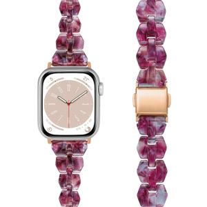 BAIHUIAM Bands Compatible with Apple Watch Band 42mm 41mm 40mm 38mm Women Slim Resin Band Bracelet Thin Lightweight Replacement Wristband for Watch Series 10 9 8 7/ Series SE/ 6 5 4 3, Purple