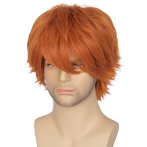 M MISS U HAIR Unisex Short Straight Wig Orange Cosplay Halloween Wig Men Women