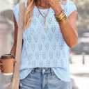 PRETTYGARDEN Crochet Tops for Women 2026 Summer Sweater Vest Knit Cap Sleeve Hollow Out Tank Coverup Spring Fashion Clothing (S)