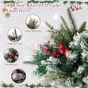 2 Pack 18" Lighted Outdoor Christmas Urn Filler with Remote & Timer, 60 LEDs Pre-lit Snowy Artificial Xmas Tree Planter Insert, Velvet Bows for Front Porch, Yard Decor(Olive Green)