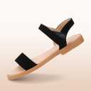 PANDANINJIA Gina Girls Sandals Open Toe Summer Flats Dress Sandals Shoes Toddler/Little Kid/Big Kid (Black Nubuck)