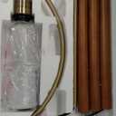 62.5" Gold Floor Lamp for Living Room Dimmable Standing Lamp with Remote & Foot Switch, 3 Color Temperatures Arc Tall Lamp Wood Mid Century Modern Floor Lamps for Bedroom Office, 9W Bulb Included