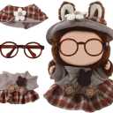 3 x Doll Clothes for 17cm Accessories Set with Glasses Butterfly Clip Pink Clothe la Boo-Boo for Clothe No Doll Included (Brown, One Size)