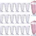 Mifoci 20 Pcs Milkshake Glasses 16 oz Old Fashioned Soda Glasses Footed Ice Cream Cups Clear Thick Plastic Fountain Cups for Juice Sundae Milk Tropical Drinks Party, 6.7 Inches X 3.5 Inches