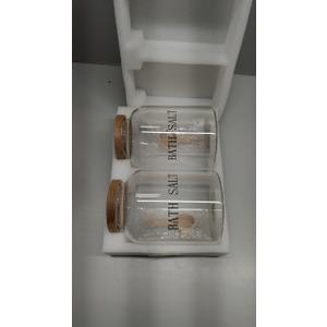 BKYFPQ 2Pcs 74 oz Glass Bath Salts Jar,Bath Salt Container with Wooden Lid and Scoop,Bathroom Organizers and Storage,for Bathroom Bath Decor,Home Decor,Bathtub Accessories for Women