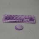 Fogruaden Purple Retro Typewriter Keyboard and Mouse Wireless, 2.4GHz Office Full-Sized Colorful Computer Keyboard with Number Pad and Cute Mouse for Windows PC Desktops Laptop