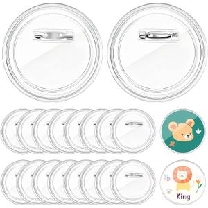 Bignc 3 Inch Clear Acrylic Button Pins - 40 Pack DIY Custom Design Buttons, Pin Backs & Blanks for Sublimation, Crafts, Photo Badges for DIY Gifts & School Projects,Teams, Events Badges