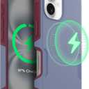 OtterBox iPhone 16 (Only) – Commuter Series Case – Built-in MagSafe – Thin, Dual-Layer, Pocket-Friendly, Port Cover – Berry Seriously (Purple/Pink)