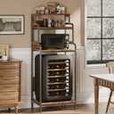 COCOLUCKY 4-Tier Mini Fridge Stand with Storage,Mini Fridge Cabinet,Mini Fridge and Microwave Stand,Bakers Rack,Microwave Oven Stand with Storage,Mini Fridge Shelf for Home Office Dorm (Vintage Brown), 25.2 inches x 17.7 inches x 64.17 inches