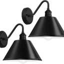 10 Inch Gooseneck Outdoor Light Fixtures, Outdoor Wall Sconces, Farmhouse Barn Light, Matte Black Exterior Wall Light Fixture, Waterproof & Anti-Rust, for Porch, Garage, Patio, 2-Pack, Hardwired