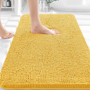 OLANLY Bathroom Rugs 36x24, Extra Soft Absorbent Chenille Bath Rugs, Rubber Backing Quick Dry, Machine Washable Bath Mats for Bathroom Floor, Tub and Shower, Home Decor Accessories, Yellow