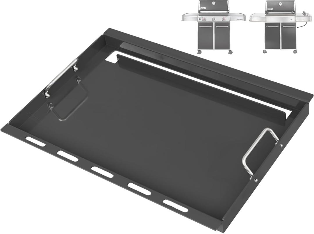 Full Size Griddle Insert for Weber Genesis 300 Series Gas Grills, 7524 Flat Top Grill Griddle Insert with Handles for Weber Genesis E310 E320 S330 EP310 EP320 EP330 CEP-310 Series, Carbon Steel (25" x 19.4" x 3")