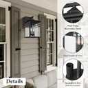 Outdoor Light Fixture Wall Mount, Black Exterior Light Fixture Wall Sconces with Seeded Glass for Front Porch, Large Waterproof Outdoor Square Wall Lantern Outside for House Doorway