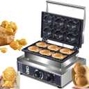 Commercial Taiyaki Fish Waffle Maker Machine,1600W Non-stick Electric Japanese Fish Shaped Waffle Cones, Stainless Steel Professional Taiyaki Machine,Making 6 Mini Closed-Mouth Fish waffles 110V