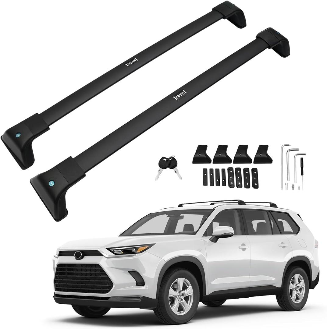 Powerty 268LBS Roof Rack Cross Bars for 2020-2026 Toyota Highlander XLE/XSE/Limited/Platinum/Hybrid with Flush Side Rails(Not for L/LE/LE Hybrid), Lockable Roof Crossbars Rooftop Luggage Racks