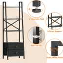 Furologee 4-Tier Ladder Shelf, Small Bookshelf with 2 Drawers, Vertical Bookcase Storage Rack Organizer, Display Bookshelves for Living Room, Bedroom, Bathroom, Home Office, Kitchen, Black Oak