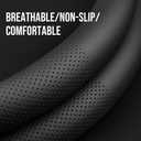 Carodi Leather car Steering Wheel Cover, Ultra-Thin, Comfortable, Non-Slip, Breathable, Universal 15 inches (Black)