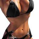 YAUASOPA Women 2PCS Shiny Diamond Bikini Set Tankini Sexy Bra Swimsuit Praty Bathing Suit S