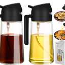 2 Pack Oil Dispenser Bottle for Kitchen,2 in 1 Oil Dispenser and Oil Sprayer,16.5oz/470ML Glass Spray Bottle with Premium Nozzle,Air Fryer Accessories for kitchen,Salad,Baking,BBQ,Frying (Black)