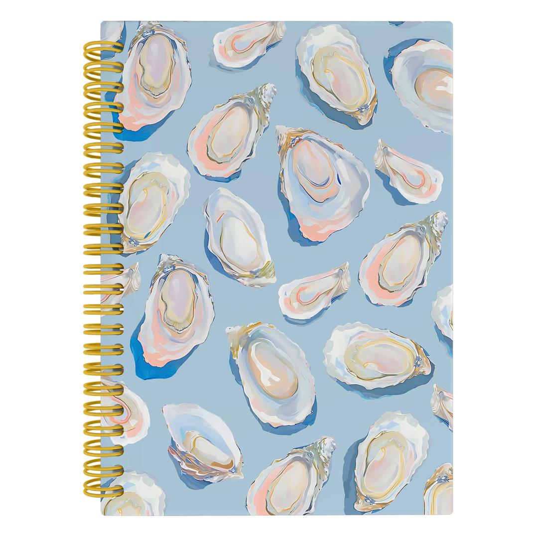 Nipil Coastal Beach Oyster Notebook Journal, Blue Ocean Aesthetic Notebooks Journals Writing for Note Taking, Ocean Beach Oyster gifts, Blue Hardcover Spiral Notebook Journal, 5.5x8.3 Inch