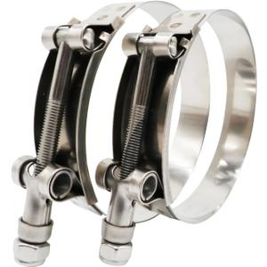 3.75" T Bolt Hose Clamp Stainless Steel - Working Range 100mm - 108mm for I.D. 3.75" Hose with 3mm - 6mm Wall Thickness, Roadformer T-bolt Clamp Featured to Provide Reliable Sealing Force, 2 Pack