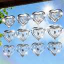 Bird Deterrents for Outside, 12 Discs Stainless Steel 3D Wind Spinners Garden Decor, 4 Sets Reflective Bird Scare Devices to Keep Woodpeckers, Pigeons Away from Patio, Balcony, Porch, Deck, Heart