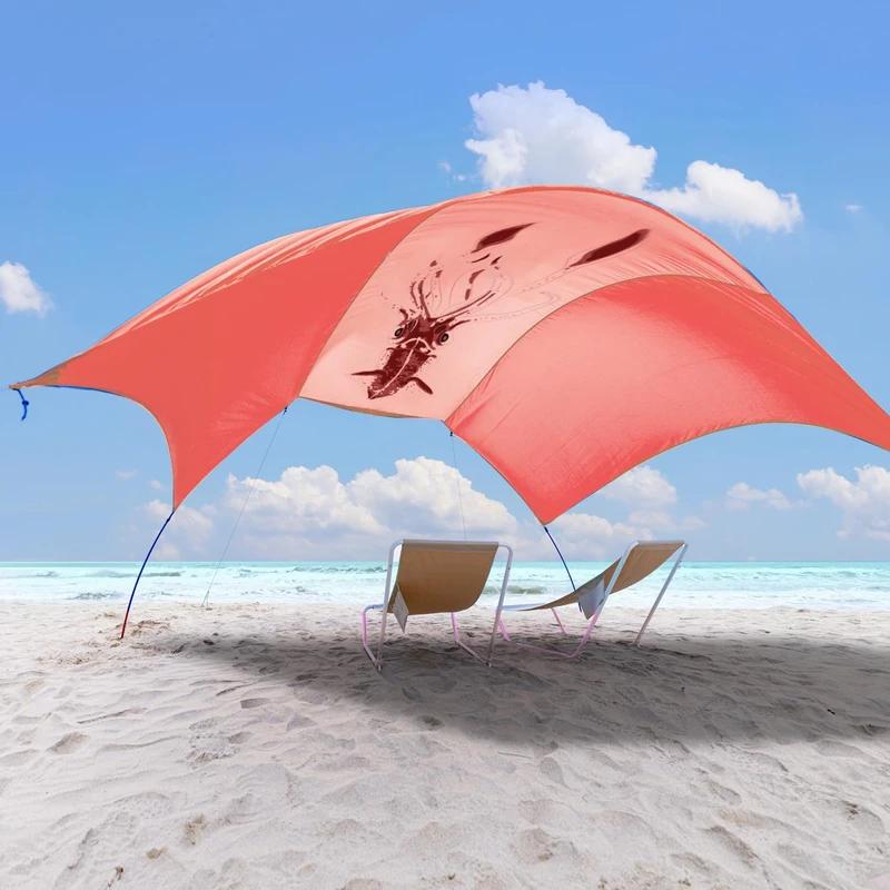 ALYCASO Beach Wind-Powered Shade Canopy, Portable Sun Shelter Tent, UPF 50+ UV Protection, Lightweight, Easy Set Up, 150 Sq. Ft. of Shade for 3-6 People, Burnt Coral