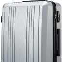 Coolife Luggage Suitcase PC+ABS with TSA Lock Spinner Carry on Hardshell Lightweight 20in 24in 28in (sliver, M(24IN))