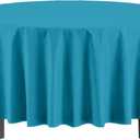 Exquisite 12-Pack Premium Plastic Tablecloth Pack of 12 Premium Plastic Tablecloth 84 Inch Round Table Cover - Turquoise