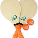 Frescobol Starter Set – 2 Vero Wood Beach Paddles with Premium Orange Padded Grips, 2 Official Orange Balls, Durable Tote Bag for Beach Paddle Game