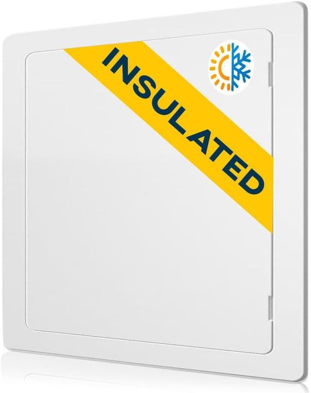 Access Panel for Drywall - 12 x 12 inch - Insulated - Wall Hole Cover - Access Door - Plumbing Access Panel for Drywall - Heavy Durable Plastic White
