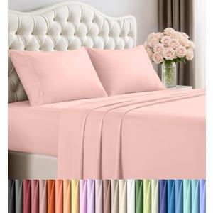 Utopia Bedding Queen Size Sheet Set  4 Piece Bed Sheets, Soft and Breathable Microfiber, Includes 1 Fitted Sheet, 1 Flat Sheet and 2 Pillowcases  Oeko Tex (Tea Pink)