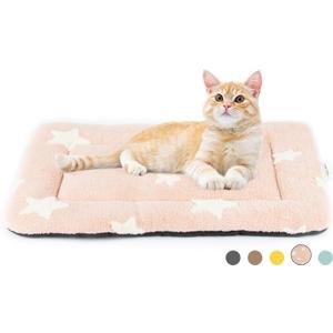 Mora Pets Cat Bed for Indoor Cats Washable Dog Crate Pad Cute Star Dog Bed Mat for Small Dogs Pet Kennel Pad for Cage Soft Flat Puppy Kitten Cushion Sleeping Anti-Slip Pink 22" x 13"