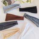 Hexchasty 4pcs Headbands for Women Thick Wide Cloth Fabric Stretchy Headbands Fashion Cute Soft Hair bands for Women' Hair Workout Head bands for Yoga Sports Running Black Dark Grey Brown (9inch*3.9 Inch, Set 3)