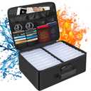 Photo Storage Box with Lock,DocSafe Fireproof Photo Organizer Box with 16 Inner 4" x 6" Photo Case(Clear),Collapsible Portable Photo Filing Safe Storage with Water-Resistant Zipper for Photos,Picture