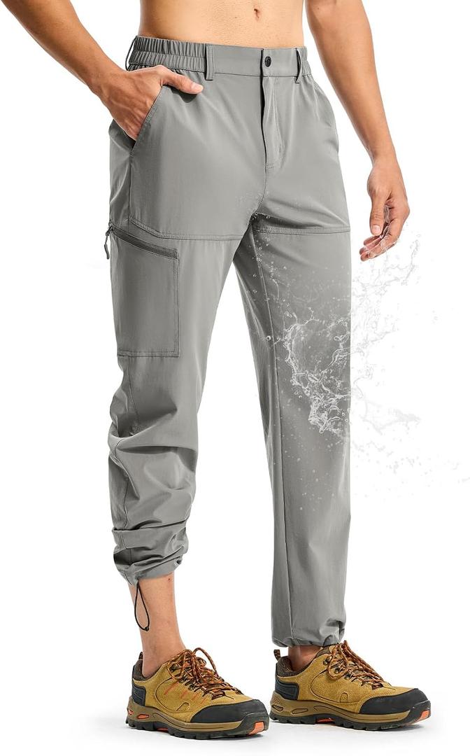 TBMPOY Men's Lightweight Hiking Pants Quick Dry 4 Pockets Stretch Water Resistant Travel Fishing Convertible Zip Cargo Jogger (Gray)