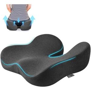Soft Support Memory Foam Seat Cushion - Wide Cushion for Wide Hip Office Workers, Car Drivers - Sciatica,Tailbone Pain Relief,Office Chair Cushion & Car Seat Cushion (Gray)