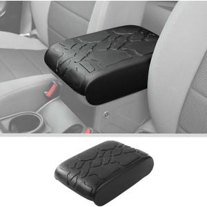 JWWY Armrest Cover Case Pad Center Console Cover Decoration Protective Cover Trim Fit for 2006-2010 Jeep Wrangler JK Interior Accessories Black Rubber