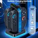 Switch 2 Controller Charger Dock for 2025 Nintendo Switch 2 JoyCon, 2.5H Fast Magnetic Charging Station with LED RGB & Indicator, Compact Joy-Con 2 Detachable Charging Accessories with Cable Protector