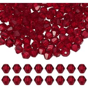 PATIKIL 3mm Bicone Crystal Beads, 600 Pcs Glass Faceted Bicone Beads Loose Spacer Bead for Jewelry Making Bracelet Necklace Earrings Wind Chimes Craft, Red