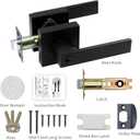 JO.KO Entry Door Lock Set, Square Door Lever for Bedroom, Passage Door Privacy Locking Interior/Exterior Entry Door Knob/Heavy Duty