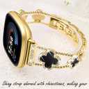 for Metal Bands, Compatible with Fitbit Versa 4/Versa 3/Fitbit Sense 2/Sense Band Smart Watch, Diamond Four Leaf Clover Stainless Watch Strap for Women (Gold/Black)