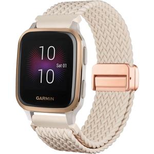 Magnetic Braided Watch Bands Compatible with Garmin Venu Sq/Venu Sq 2, Loop Stretchy Nylon Elastic Fabric Strap for Garmin Venu Sq Music/Venu Sq 2 Music Women Men
