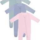 RRP Unisex Baby Footies Pajamas,Rayon Derived From Bamboo,Buttery Soft Sleep 'N Play PJs,2-Way Zipper Closure,0-18 Months (Sage/Bluegrey/Blush)