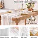 White Cheesecloth Table Runner 2 Pack 35" Boho Gauze 120 inches Long Runner Rustic Sheer Cheese Cloth Fabric Bulk for Baby Shower Wedding Bridal Birthday Party Decorations